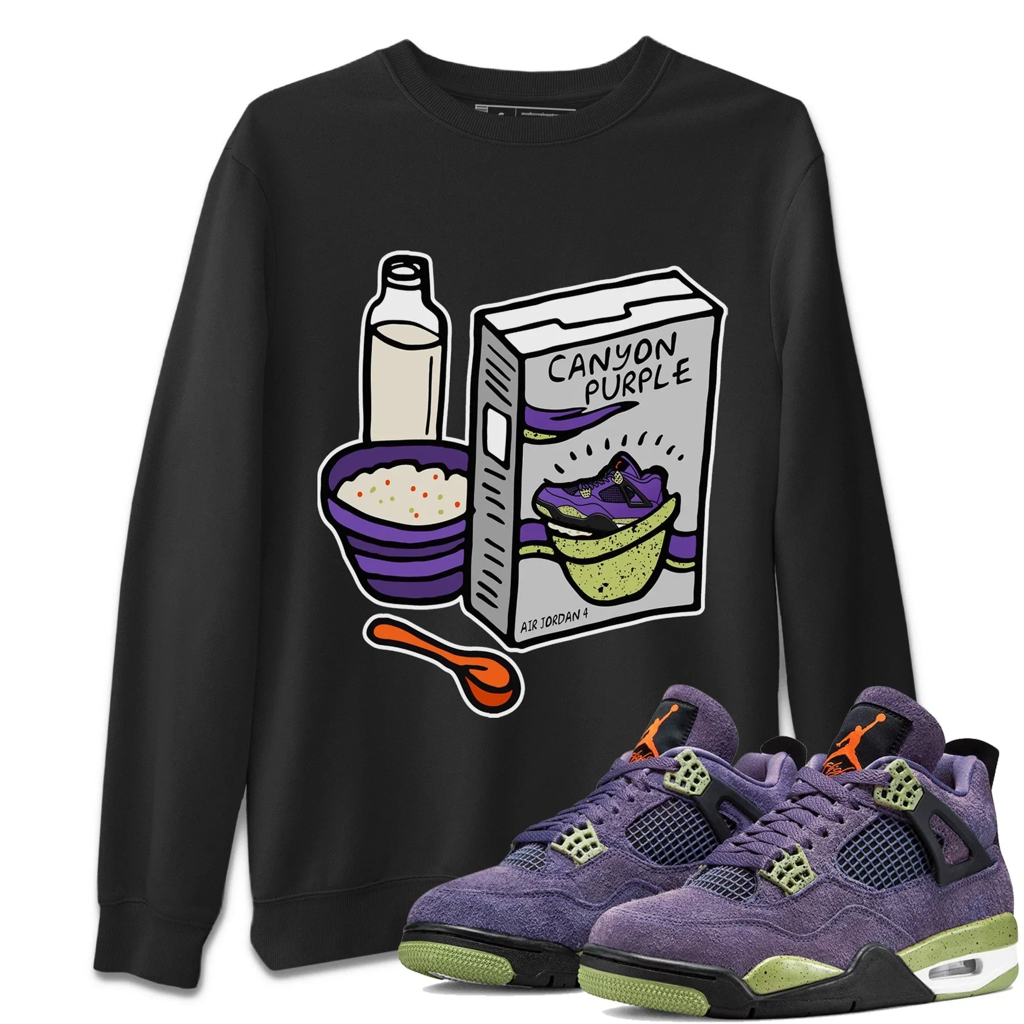 Breakfast Cereal Unisex Sweater – Air Jordan 4 Canyon Purple, Sneakers Matching Sweater
