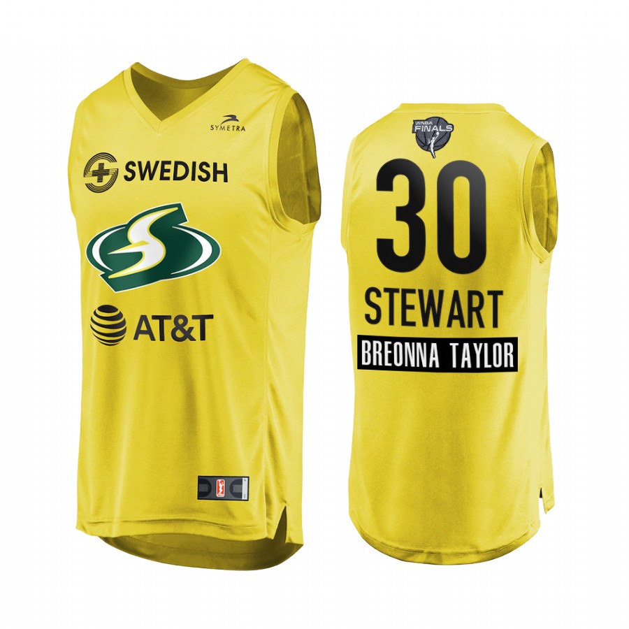 Breanna Stewart WNBA 2020 WNBA Finals Bound Breonna Taylor Patch Men Yellow Jersey