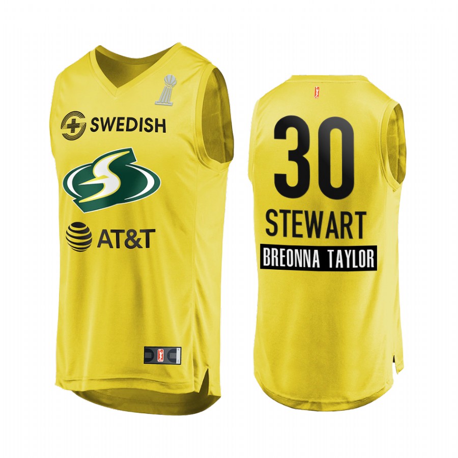 Breanna Stewart WNBA 2020 WNBA Finals Champions Men Yellow Jersey