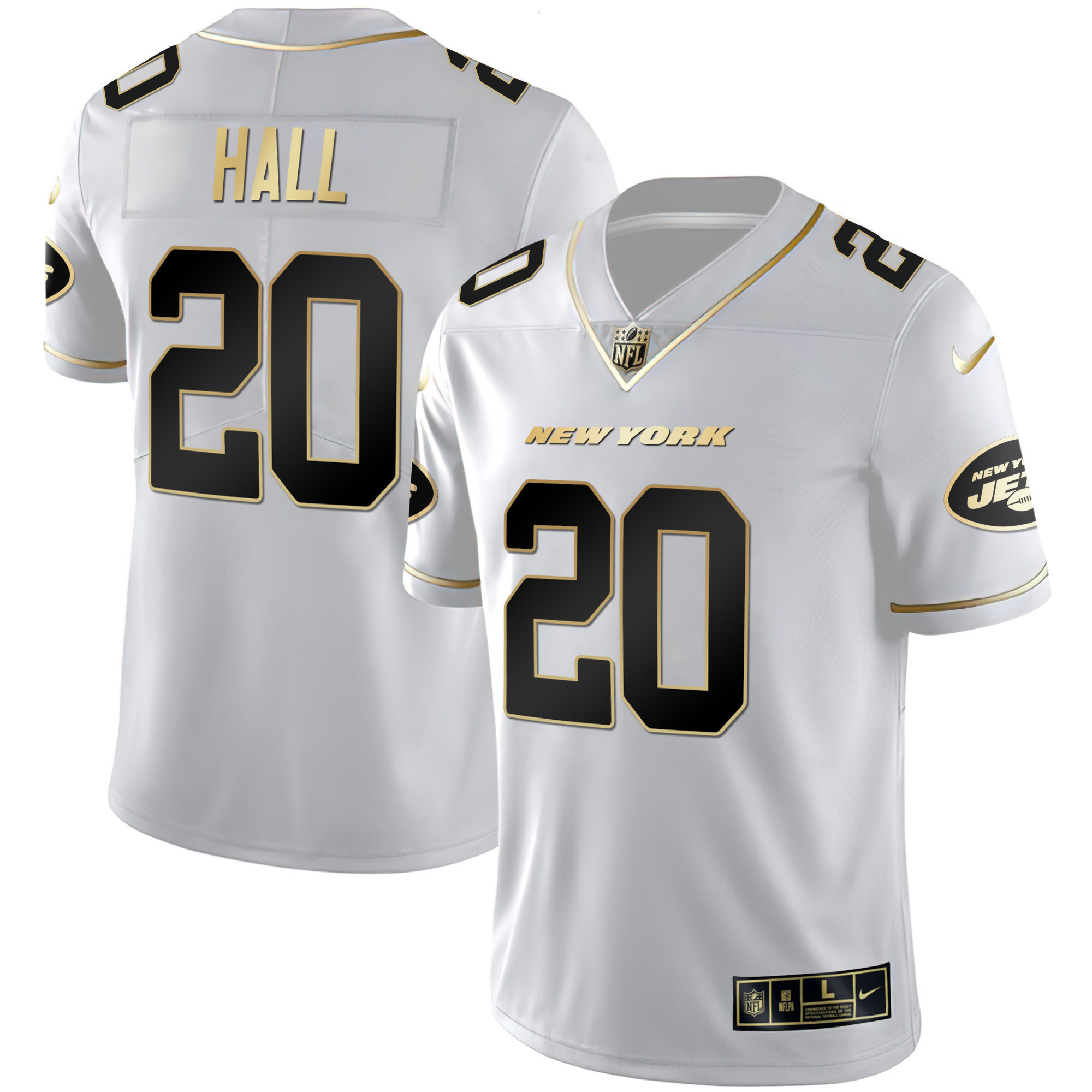 Breece Hall Men's New York Jets Black Gold & White Gold Vapor Limited Jersey - All Stitched