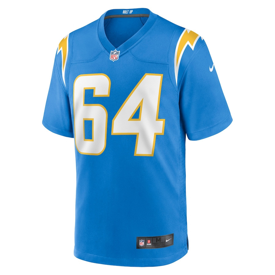 Brenden Jaimes 64 Los Angeles Chargers Game Stitched Jersey – Powder Blue
