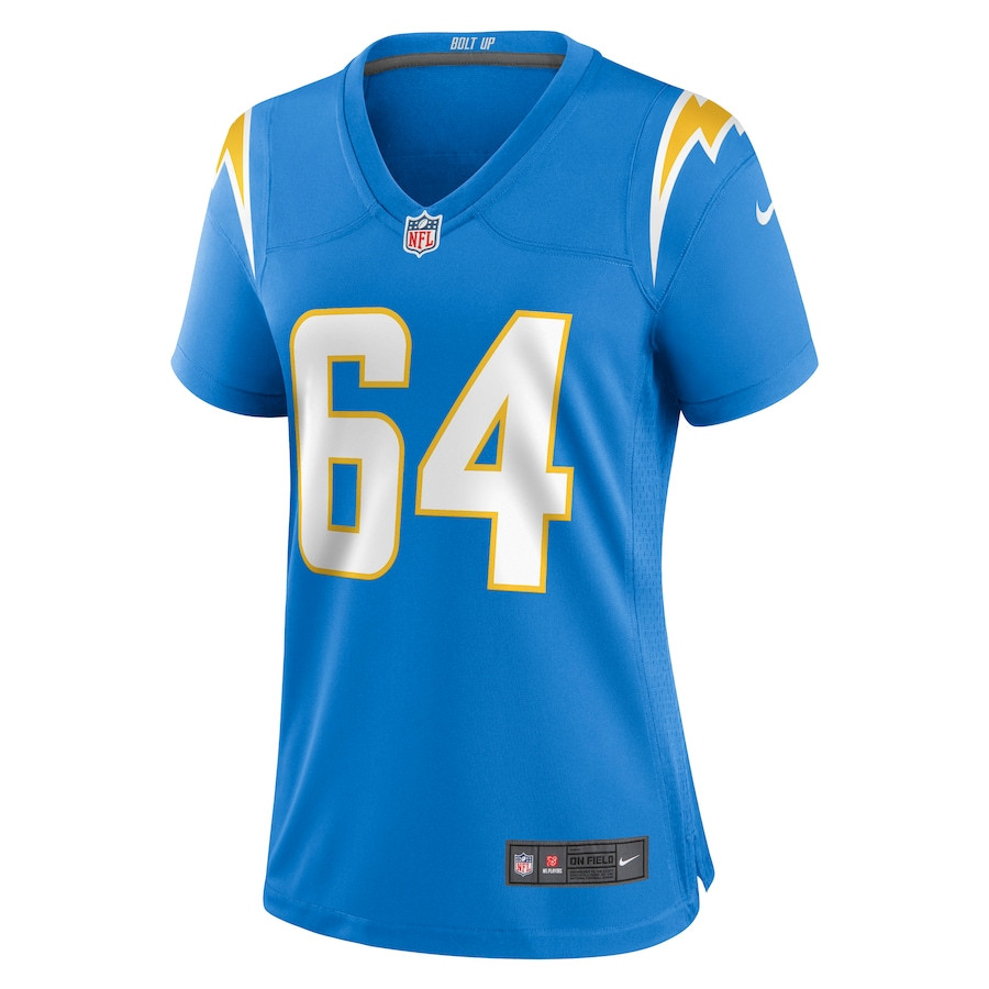 Brenden Jaimes 64 Los Angeles Chargers Women’s Game Stitched Jersey – Powder Blue