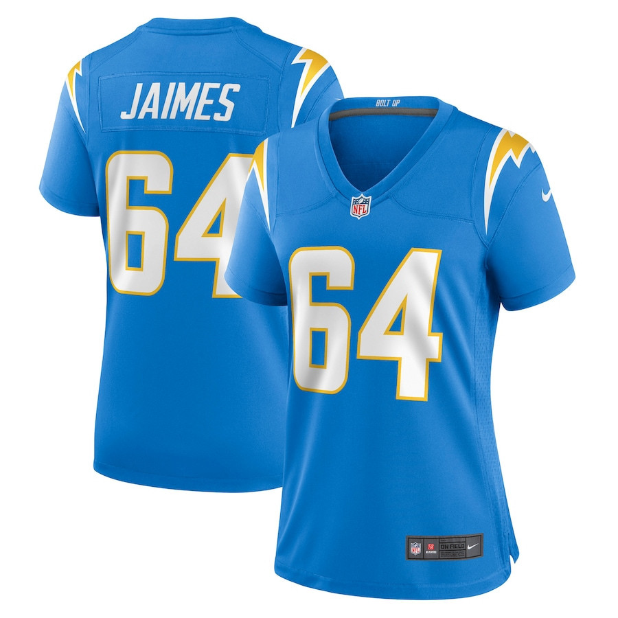 Brenden Jaimes 64 Los Angeles Chargers Women’s Game Stitched Jersey – Powder Blue