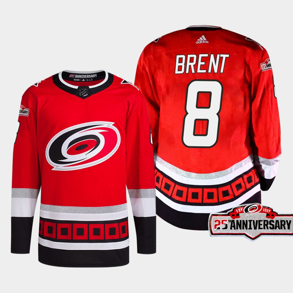 Brent Burns 8 Carolina Hurricanes Red Stitched Jersey 2022-23 Third 25th Anniversary
