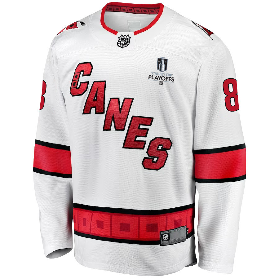 Brent Burns 8 Carolina Hurricanes Stanley Cup 2023 Playoffs Patch Away Breakaway Men Stitched Jersey – White