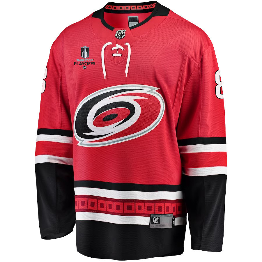 Brent Burns 8 Carolina Hurricanes Stanley Cup 2023 Playoffs Patch Home Breakaway Men Stitched Jersey – Red