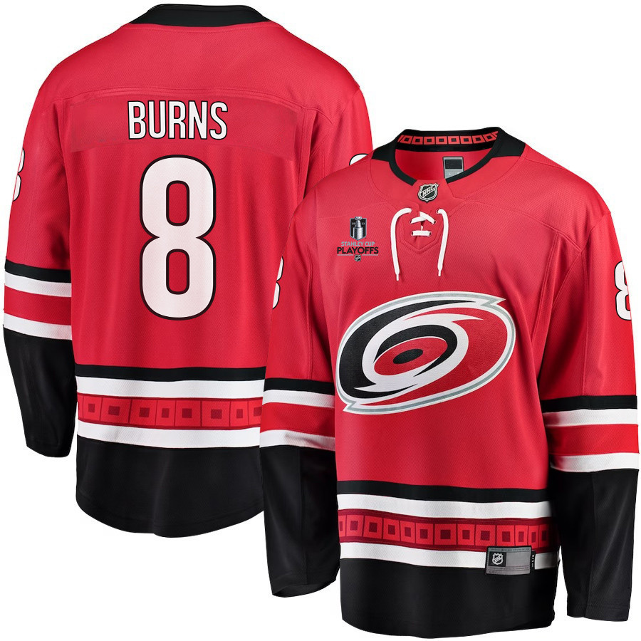 Brent Burns 8 Carolina Hurricanes Stanley Cup 2023 Playoffs Patch Home Breakaway Men Stitched Jersey – Red