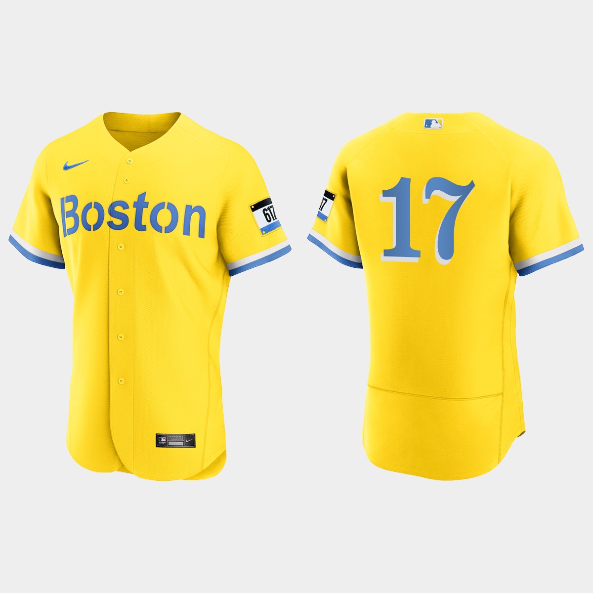 Bret Saberhagen Boston Red Sox 2021 City Connect Jersey - Gold Light Blue