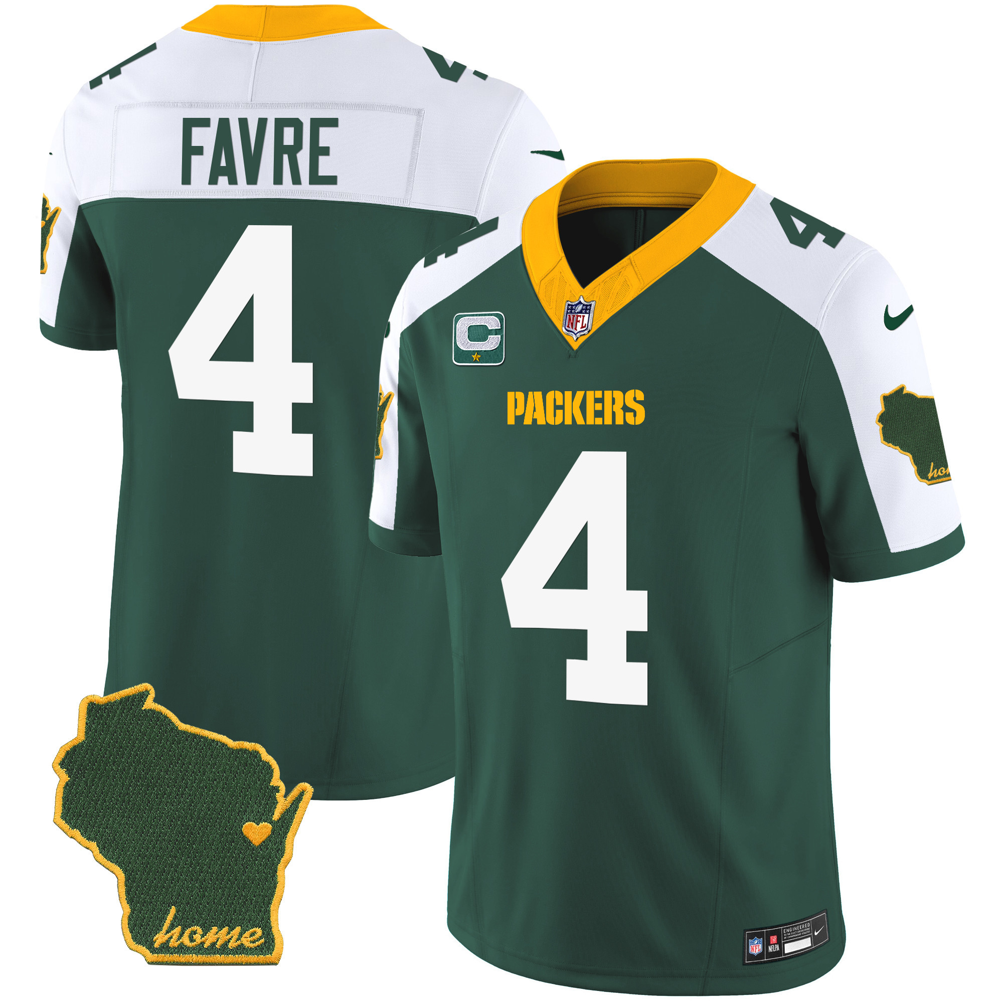 Brett Favre Men's Green Bay Packers Home Patch Vapor Alternate Jersey - All Stitched 