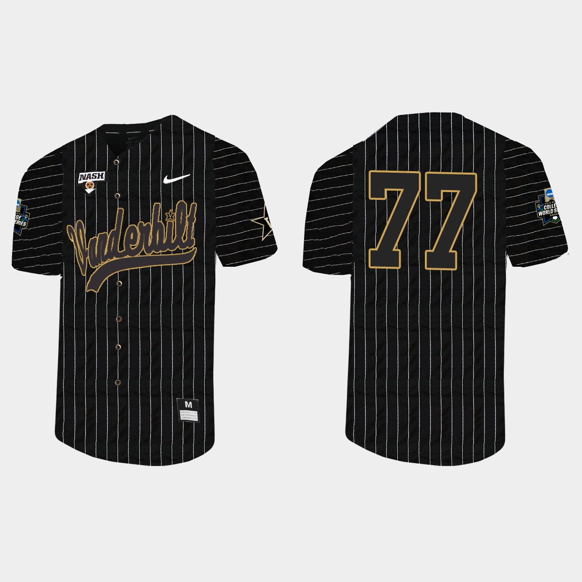 Brett Hansen Vanderbilt Commodores 2021 College World Series Pinstripe Jersey - Black