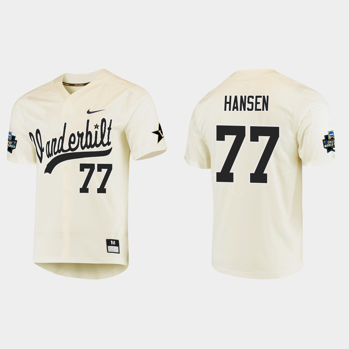 Brett Hansen Vanderbilt Commodores College World Series Jersey - Cream