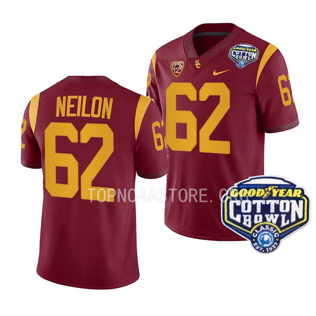 Brett Neilon USC Trojans 2023 Cotton Bowl Cardinal Men College 62 Jersey
