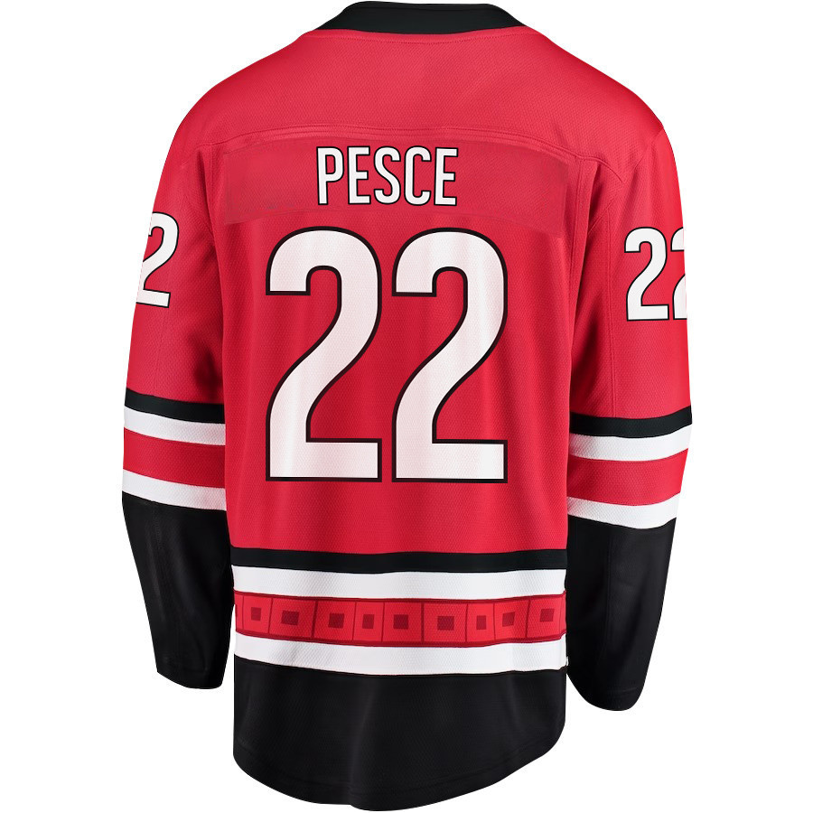 Brett Pesce 22 Carolina Hurricanes Stanley Cup 2023 Playoffs Patch Home Breakaway Men Stitched Jersey – Red
