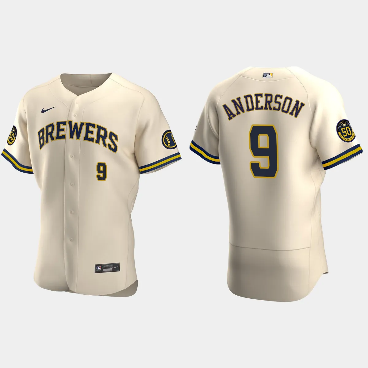 Brian Anderson Milwaukee Brewers Alternate Jersey – Cream