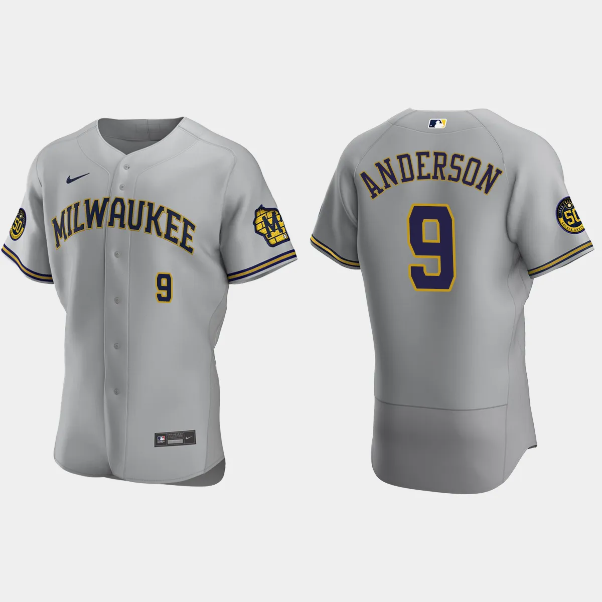 Brian Anderson Milwaukee Brewers Road Jersey – Gray