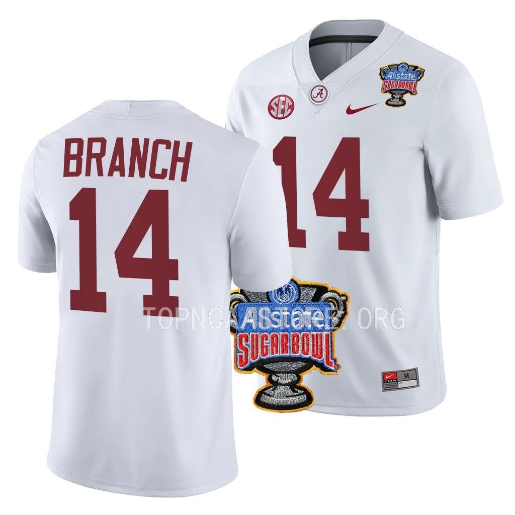 Brian Branch Alabama Crimson Tide #14 White Jersey 2022 Sugar Bowl Men's College Uniform