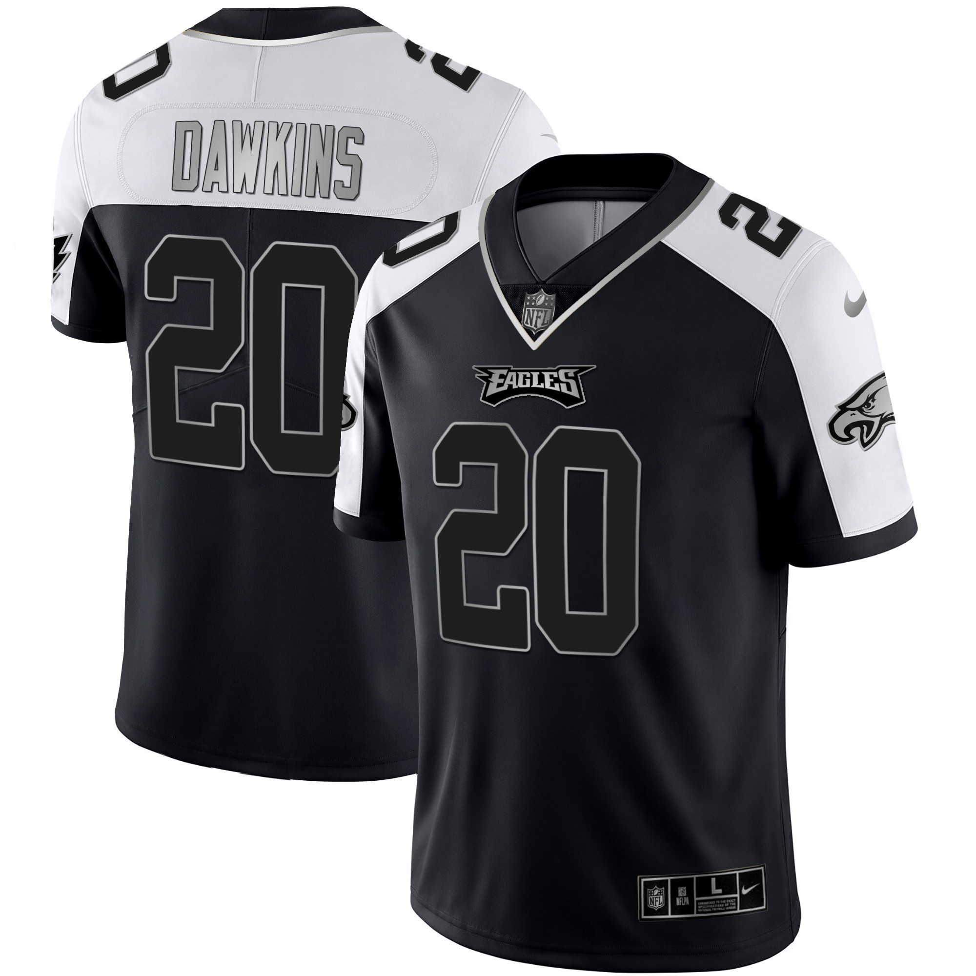 Brian Dawkins Men's Philadelphia Eagles Alternate Vapor Black Gold Limited Black Silver Jersey - All Stitched