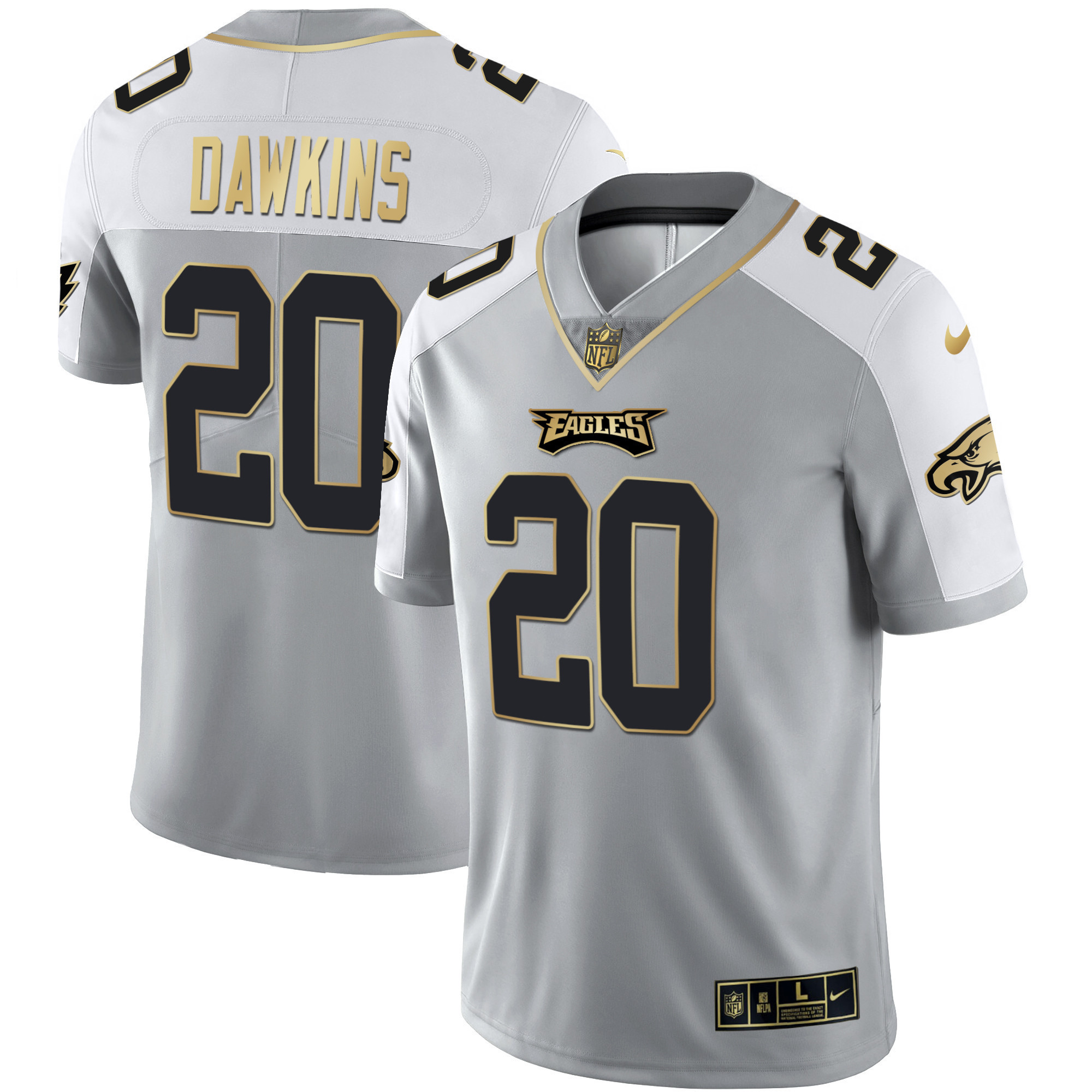 Brian Dawkins Men's Philadelphia Eagles Alternate Vapor Black Gold Limited Gray Gold Jersey - All Stitched