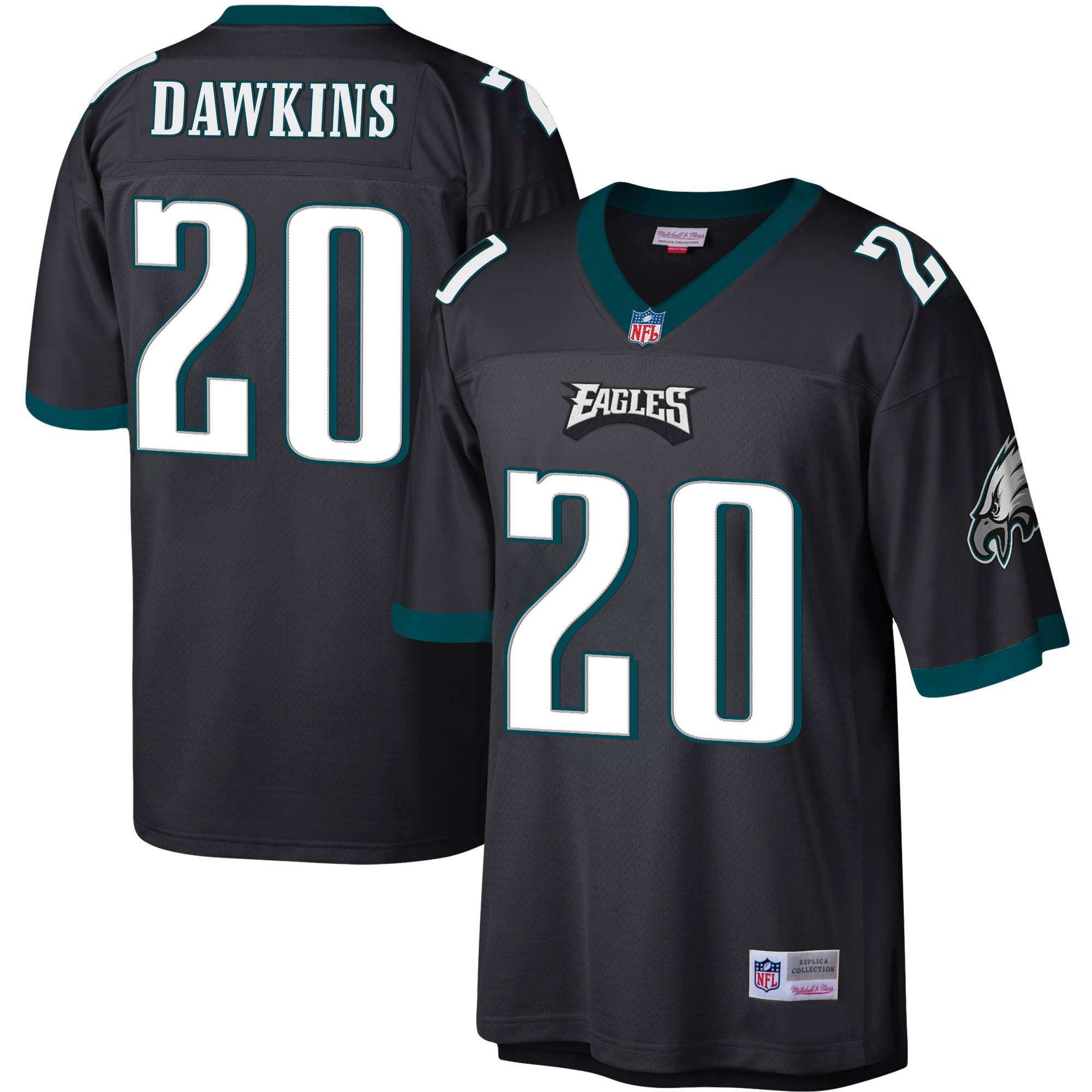 Brian Dawkins Men's Philadelphia Eagles Big & Tall Legacy Black Jersey - All Stitched