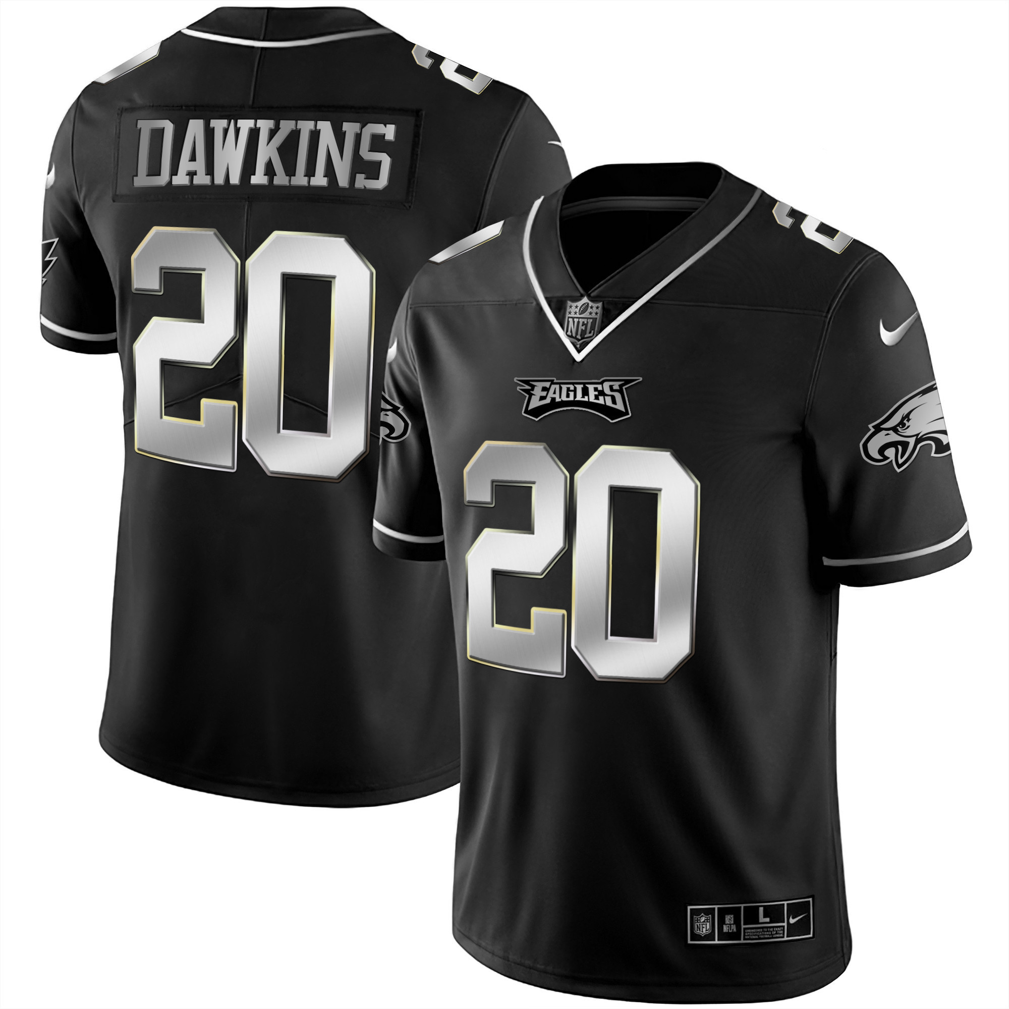 Brian Dawkins Men's Philadelphia Eagles Black Silver Limited Jersey - All Stitched
