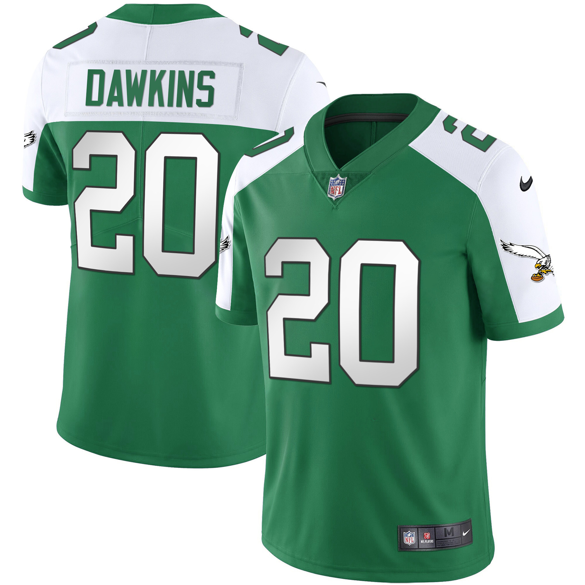 Brian Dawkins Men's Philadelphia Eagles Gold & Kelly Vapor Alternate Jersey - All Stitched