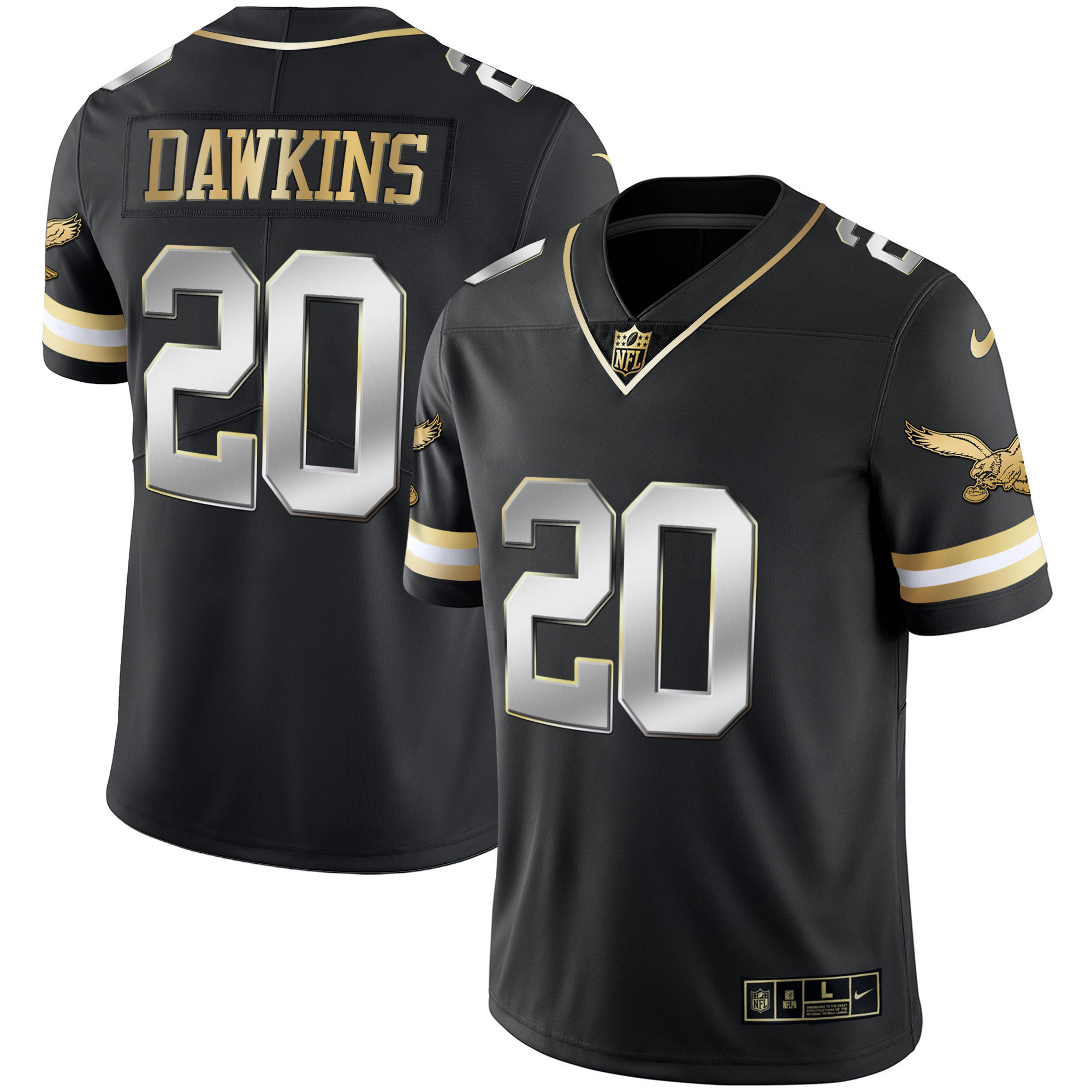 Brian Dawkins Men's Philadelphia Eagles Gold & Kelly Vapor Throwback Black Limited Jersey - All Stitched