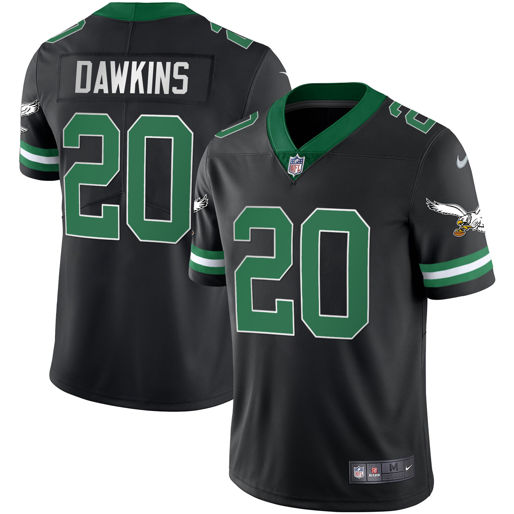 Brian Dawkins Men's Philadelphia Eagles Gold & Kelly Vapor Throwback Kelly Black Jersey - All Stitched