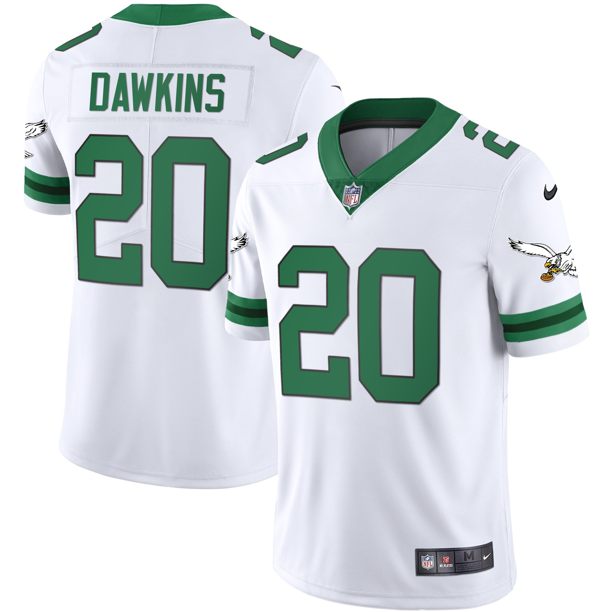 Brian Dawkins Men's Philadelphia Eagles Gold & Kelly Vapor Throwback Kelly White Jersey - All Stitched