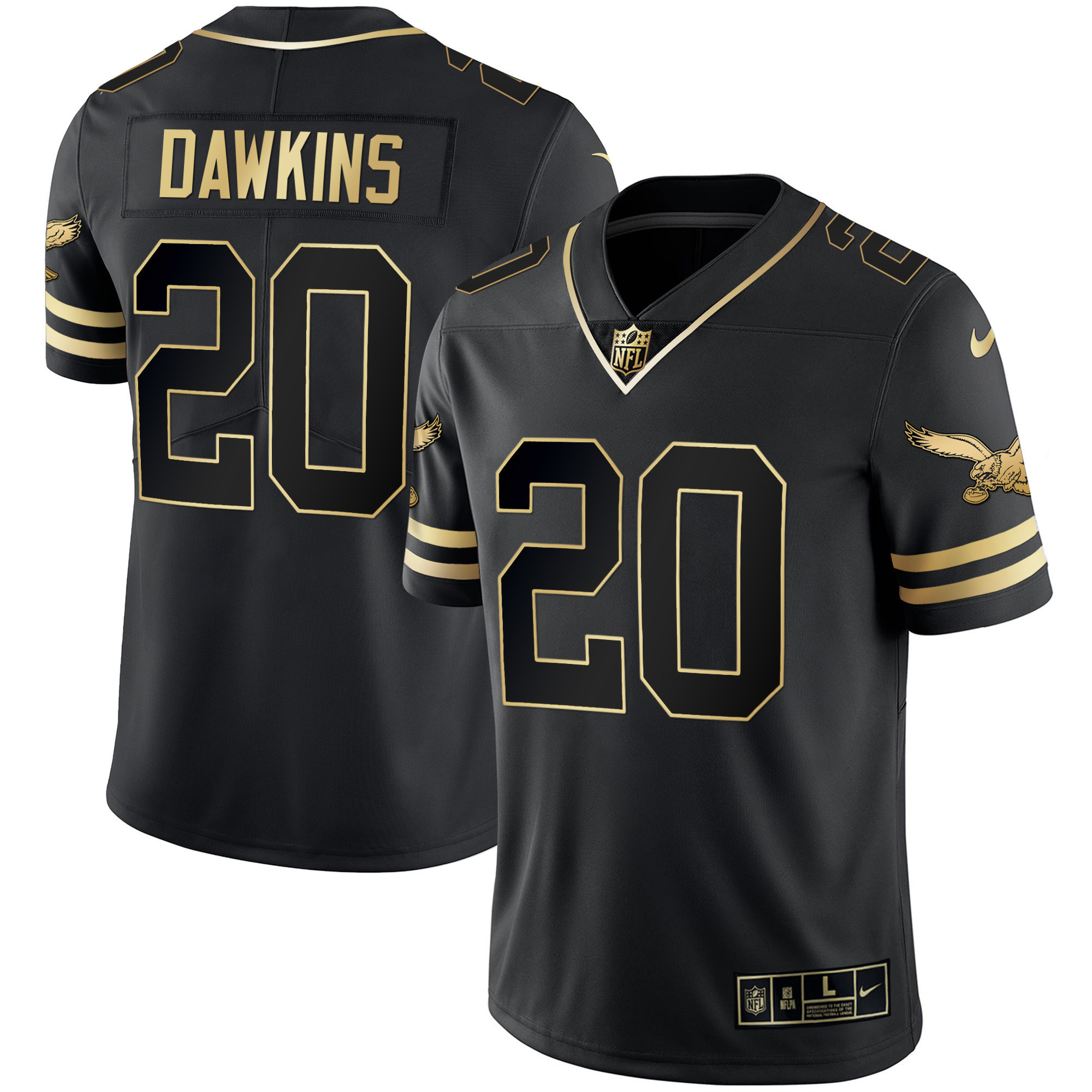 Brian Dawkins Men's Philadelphia Eagles Gold & Kelly Vapor V2 Black Gold Jersey - All Stitched