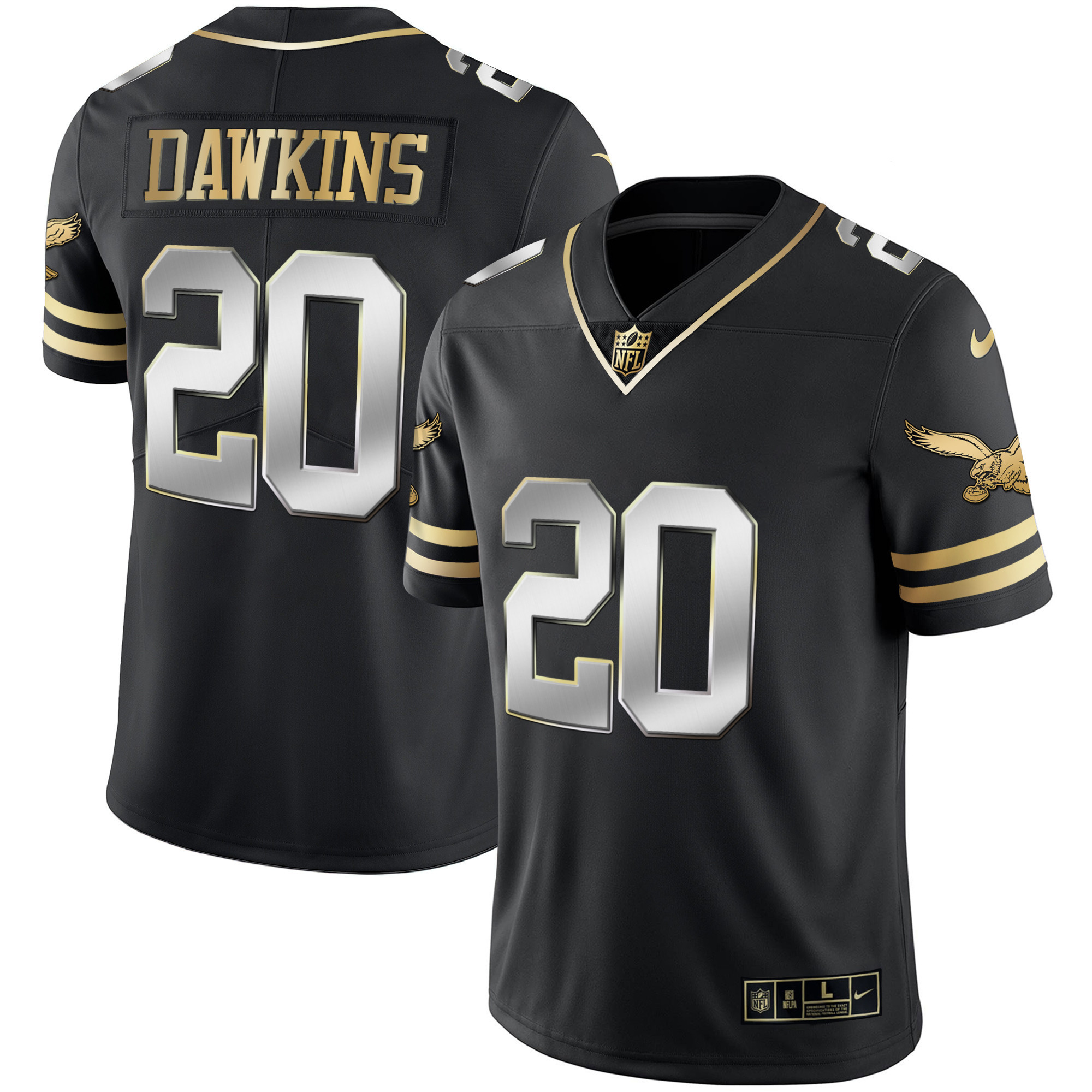 Brian Dawkins Men's Philadelphia Eagles Gold & Kelly Vapor V2 Black Limited Jersey - All Stitched