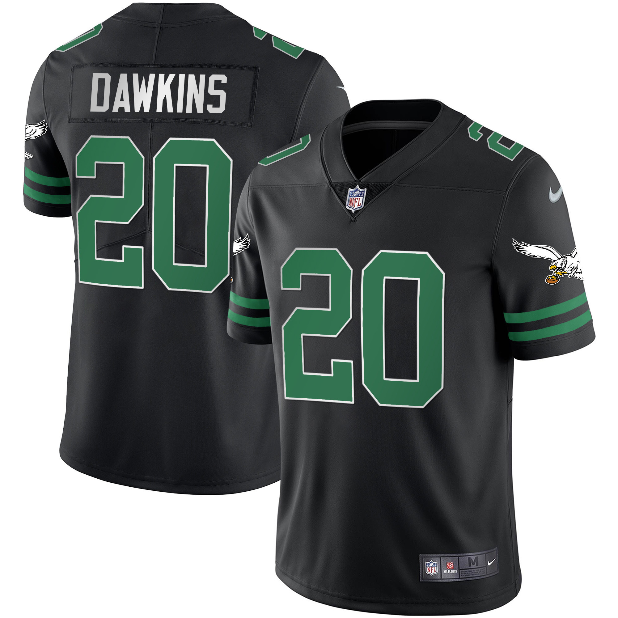 Brian Dawkins Men's Philadelphia Eagles Gold & Kelly Vapor V2 Kelly Black Jersey - All Stitched
