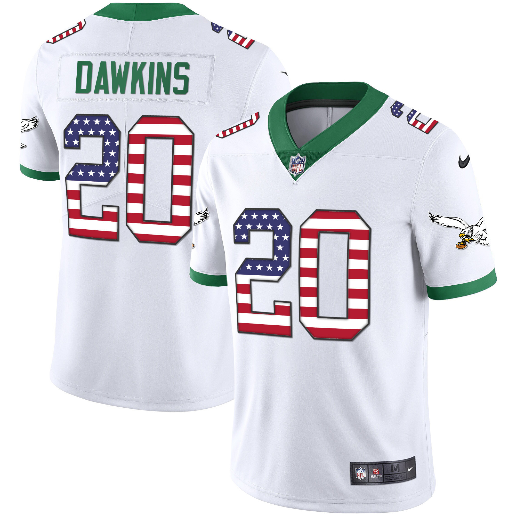 Brian Dawkins Men's Philadelphia Eagles Kelly Green Gold Flag Vapor Kelly White Jersey - All Stitched