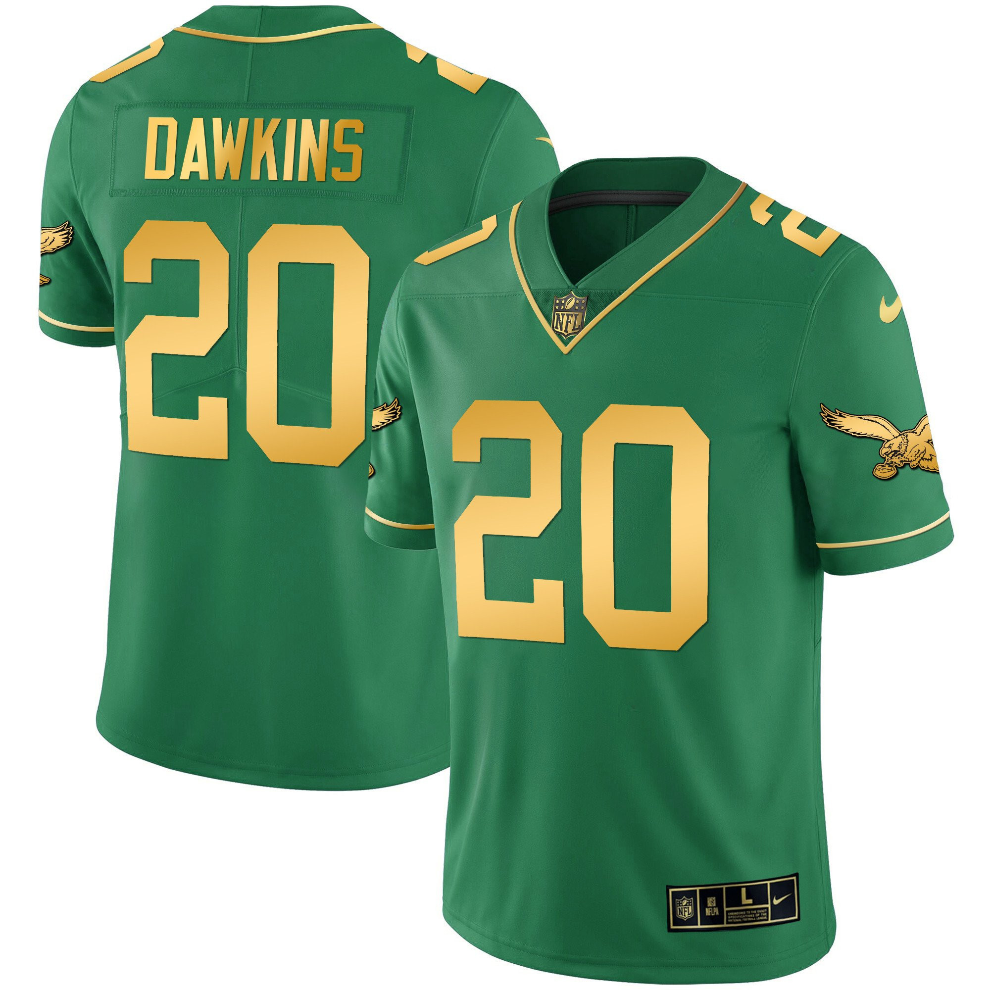 Brian Dawkins Men's Philadelphia Eagles Kelly Green Gold Kelly Gold Jersey - All Stitched