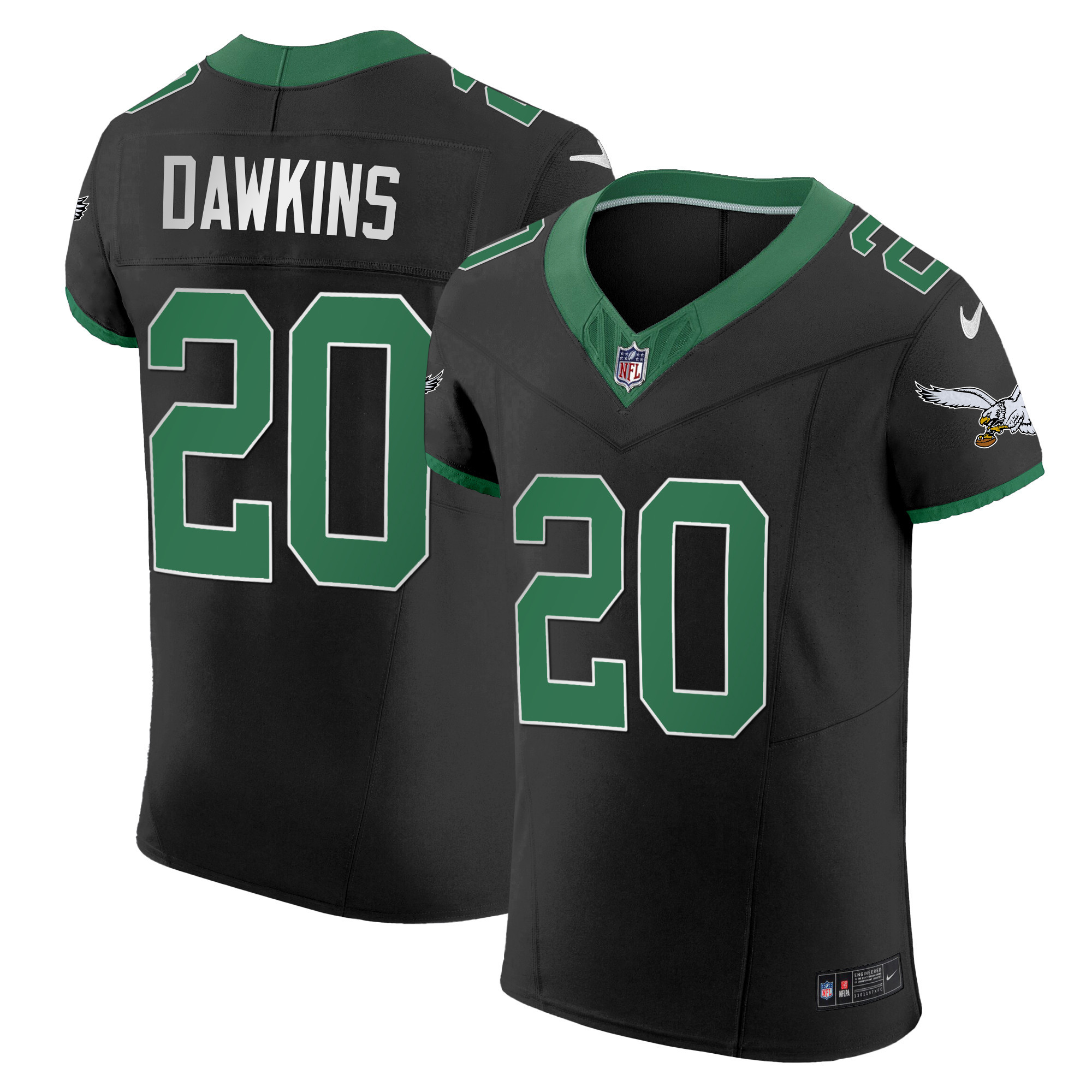 Brian Dawkins Men's Philadelphia Eagles Kelly Green Vapor Elite Kelly Black Jersey - All Stitched