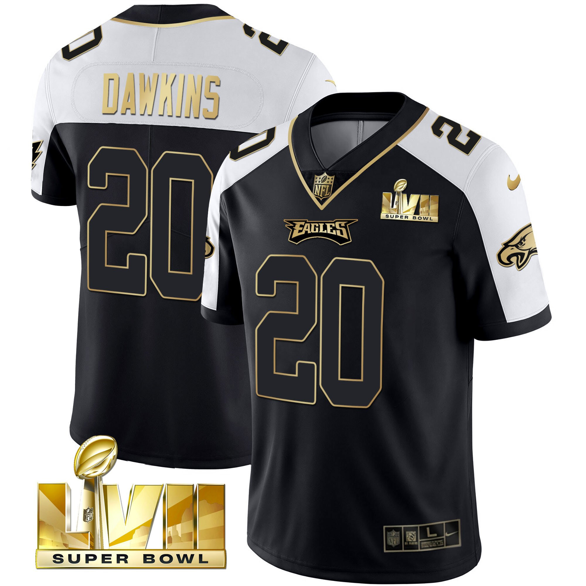 Brian Dawkins Men's Philadelphia Eagles Super Bowl Vapor Gold Alternate Jersey - All Stitched
