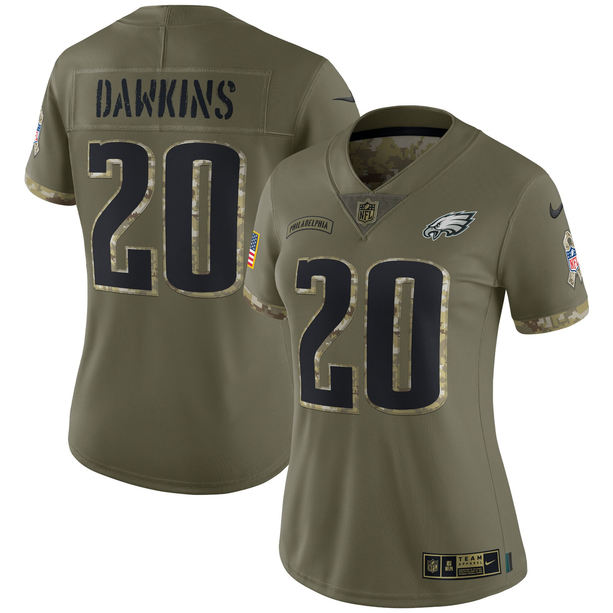 Brian Dawkins Philadelphia Eagles 2022 Salute To Service Retired Player Limited - Olive Jersey - All Stitched