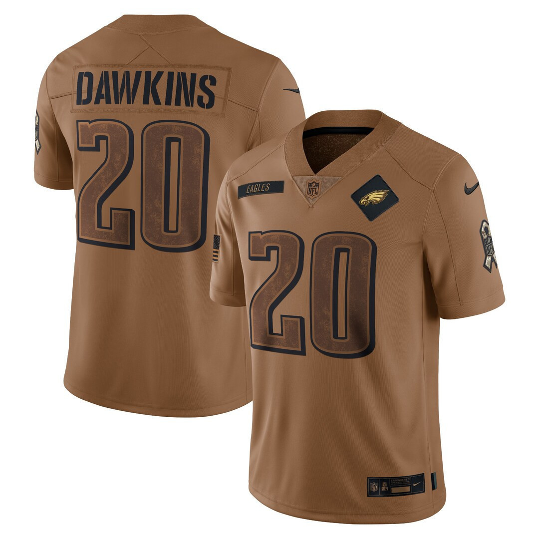 Brian Dawkins Philadelphia Eagles 2023 Salute To Service Limited - Brown Jersey - All Stitched