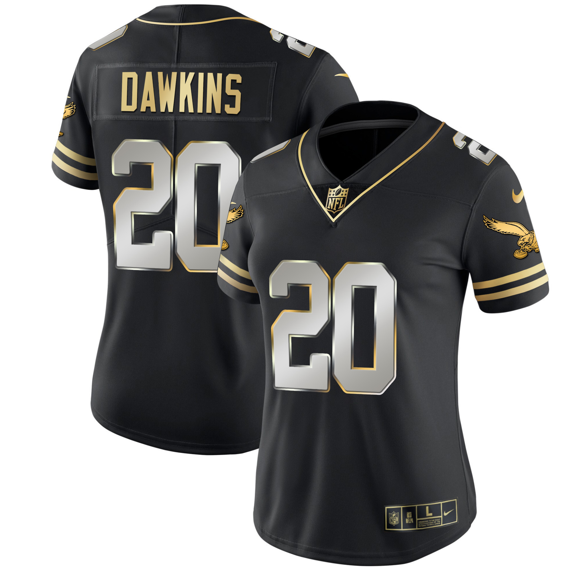 Brian Dawkins Women's Philadelphia Eagles Gold & Kelly Vapor V2 Black Limited Jersey - All Stitched