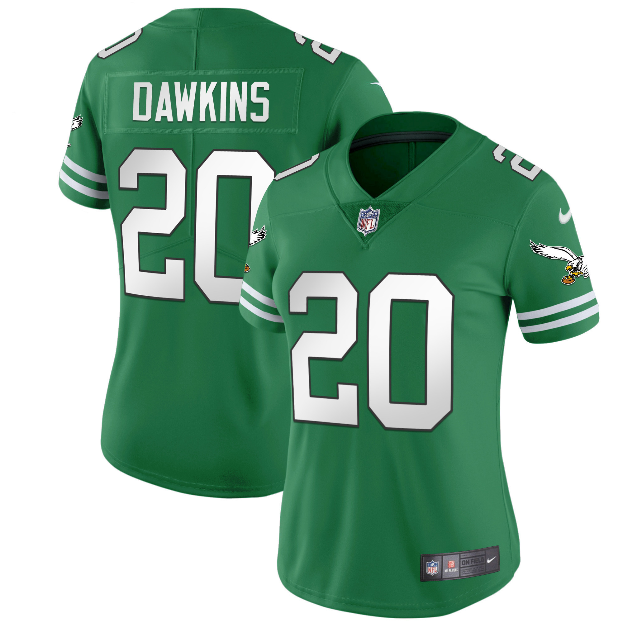 Brian Dawkins Women's Philadelphia Eagles Gold & Kelly Vapor V2 Kelly Green Jersey - All Stitched