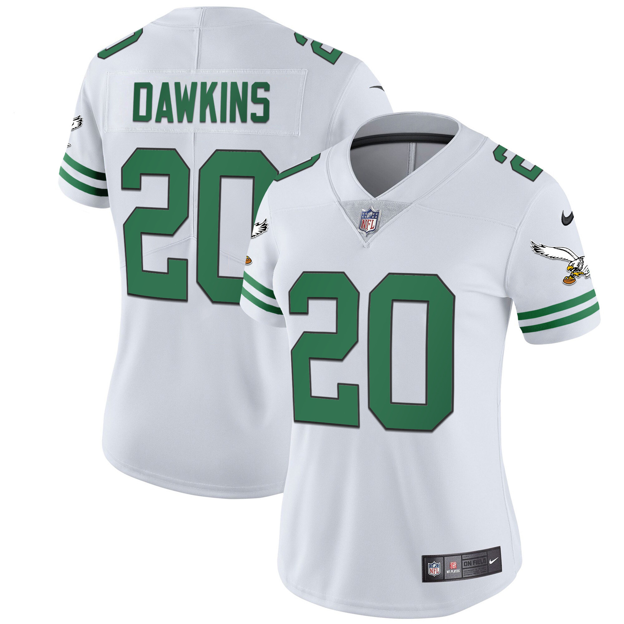 Brian Dawkins Women's Philadelphia Eagles Gold & Kelly Vapor V2 Kelly White Jersey - All Stitched