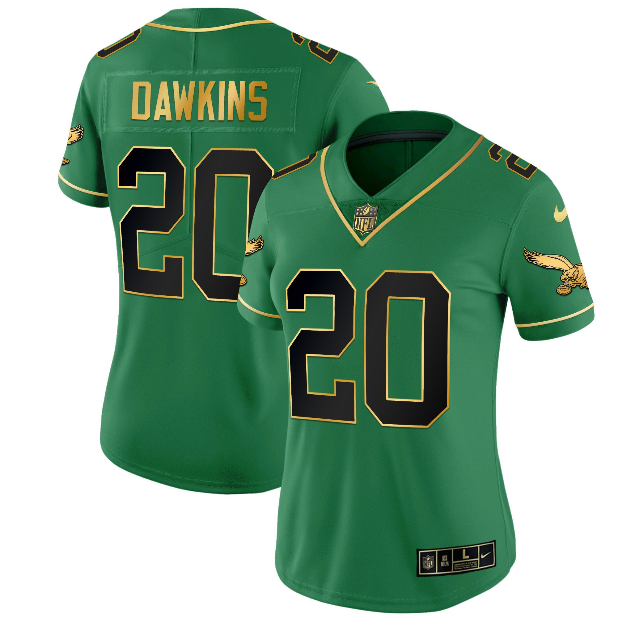 Brian Dawkins Women's Philadelphia Eagles Kelly Green Gold Black Kelly Jersey - All Stitched
