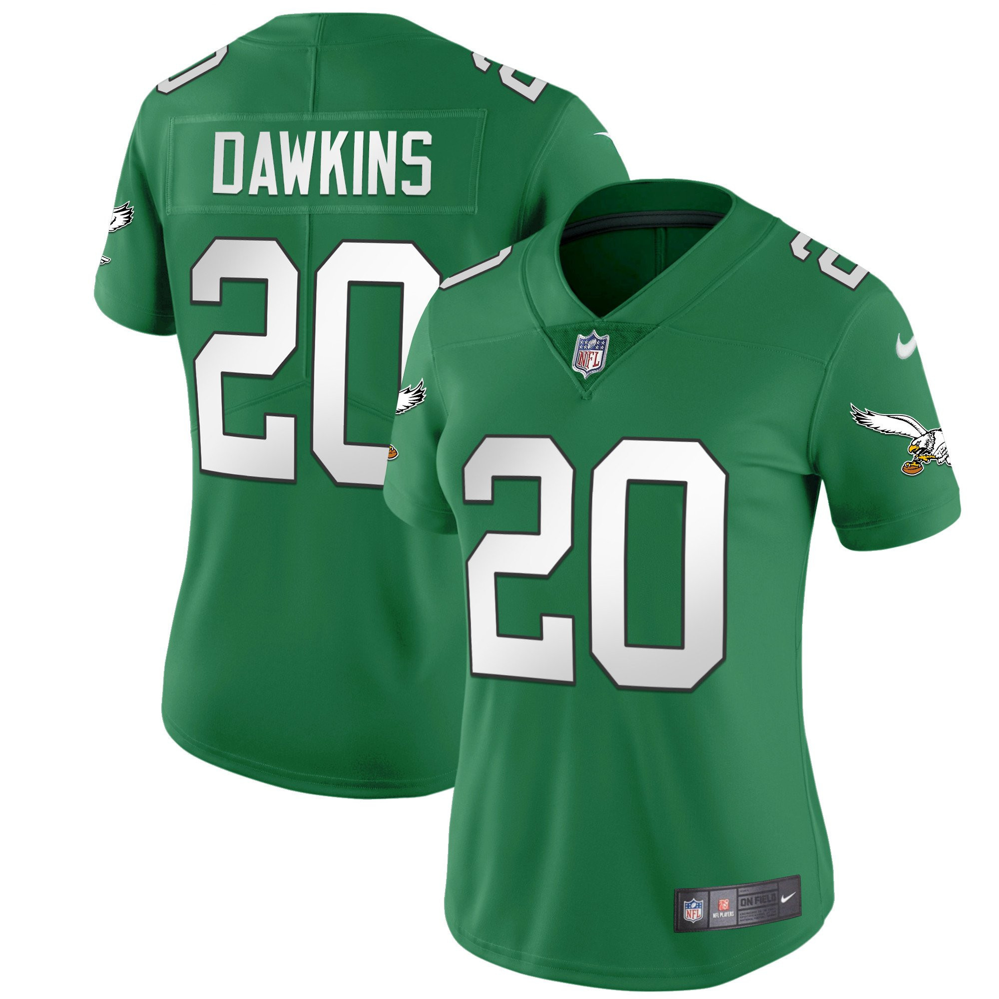 Brian Dawkins Women's Philadelphia Eagles Kelly Green Gold Jersey - All Stitched