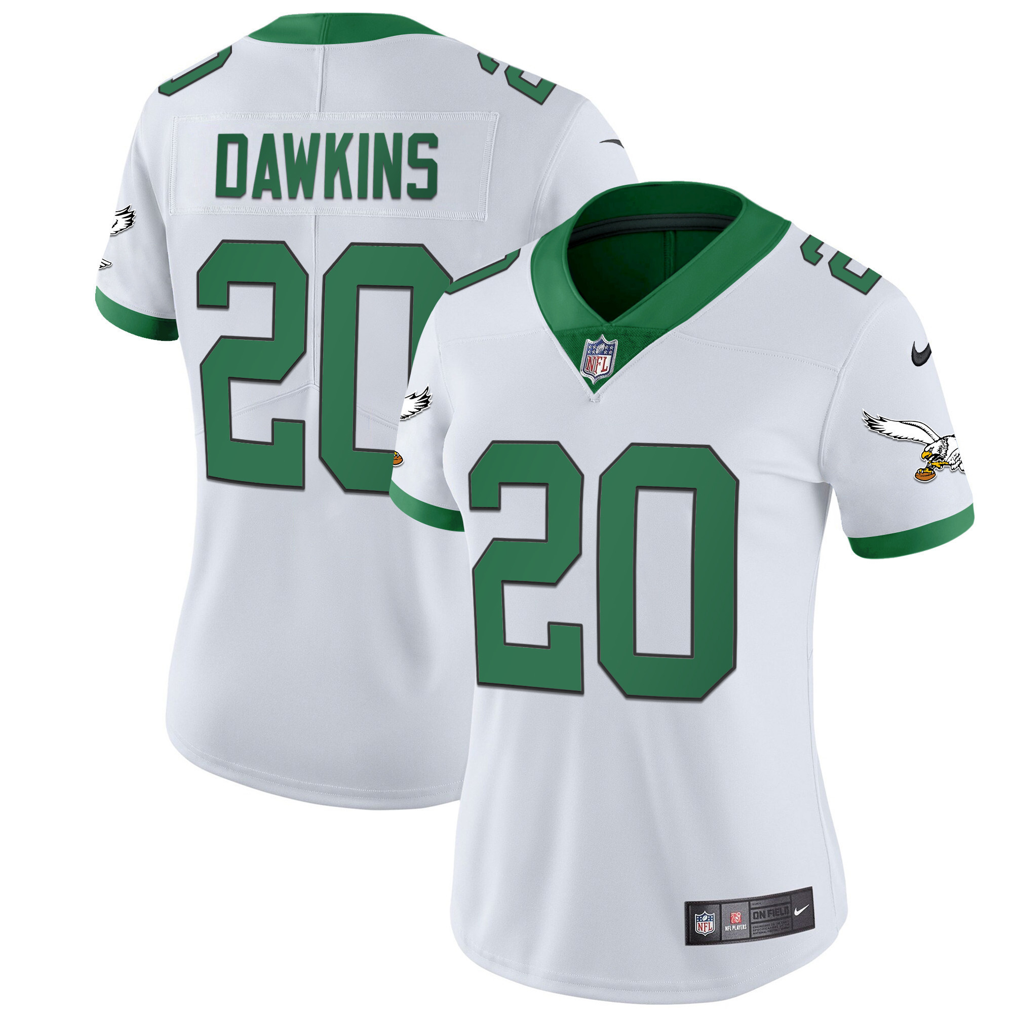Brian Dawkins Women's Philadelphia Eagles Kelly Green Gold Kelly White Jersey - All Stitched