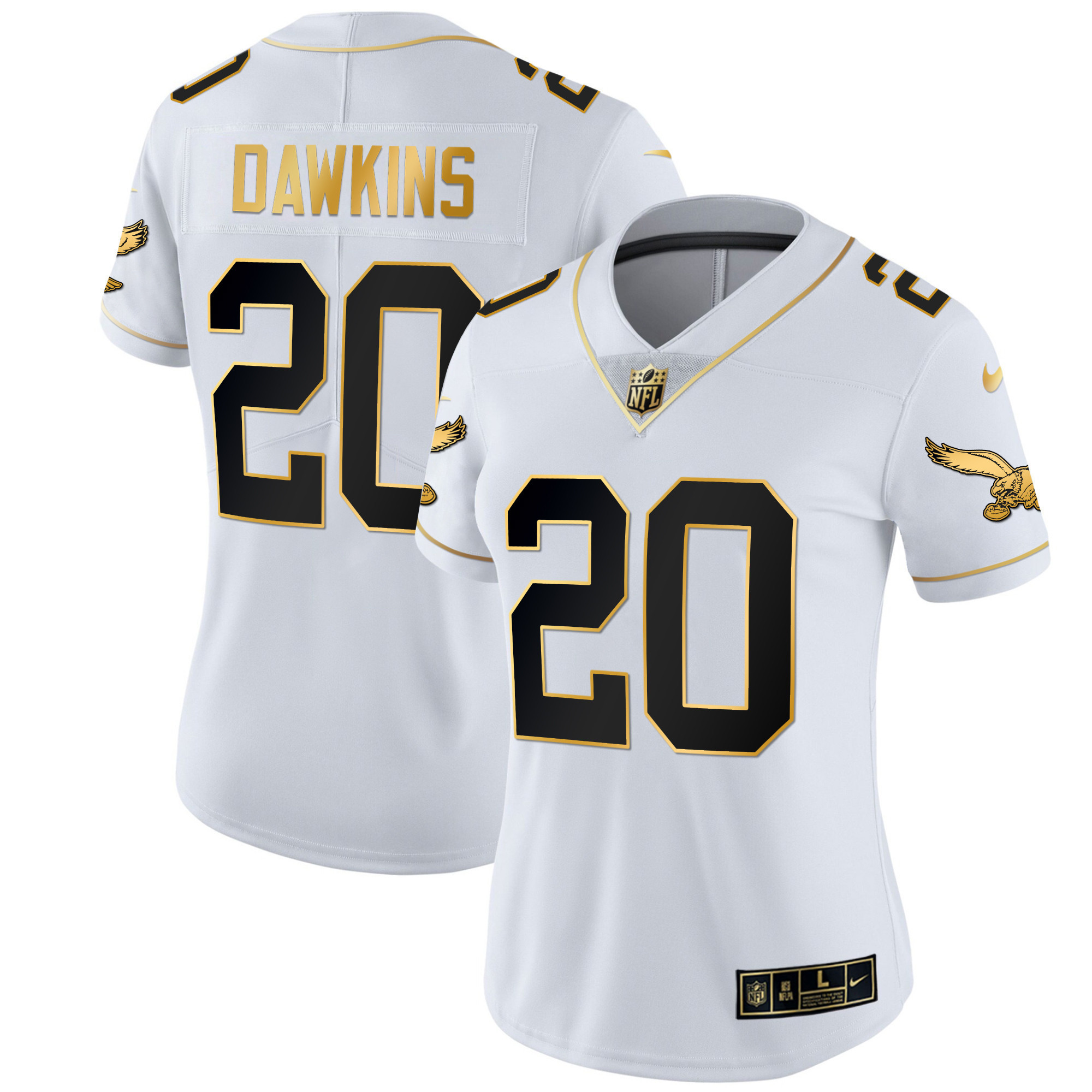 Brian Dawkins Women's Philadelphia Eagles Kelly Green Gold White Gold Jersey - All Stitched