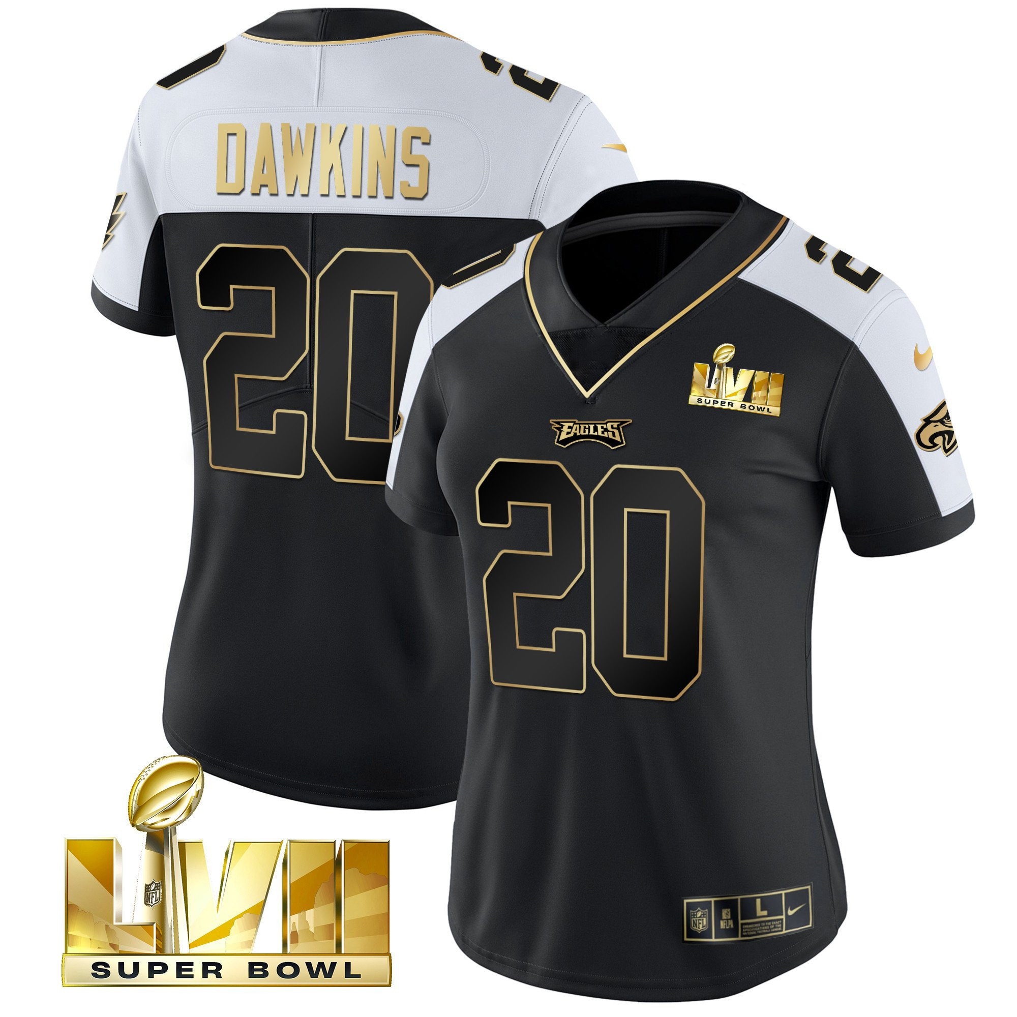 Brian Dawkins Women's Philadelphia Eagles Super Bowl LVII Gold Vapor Alternate Jersey - All Stitched