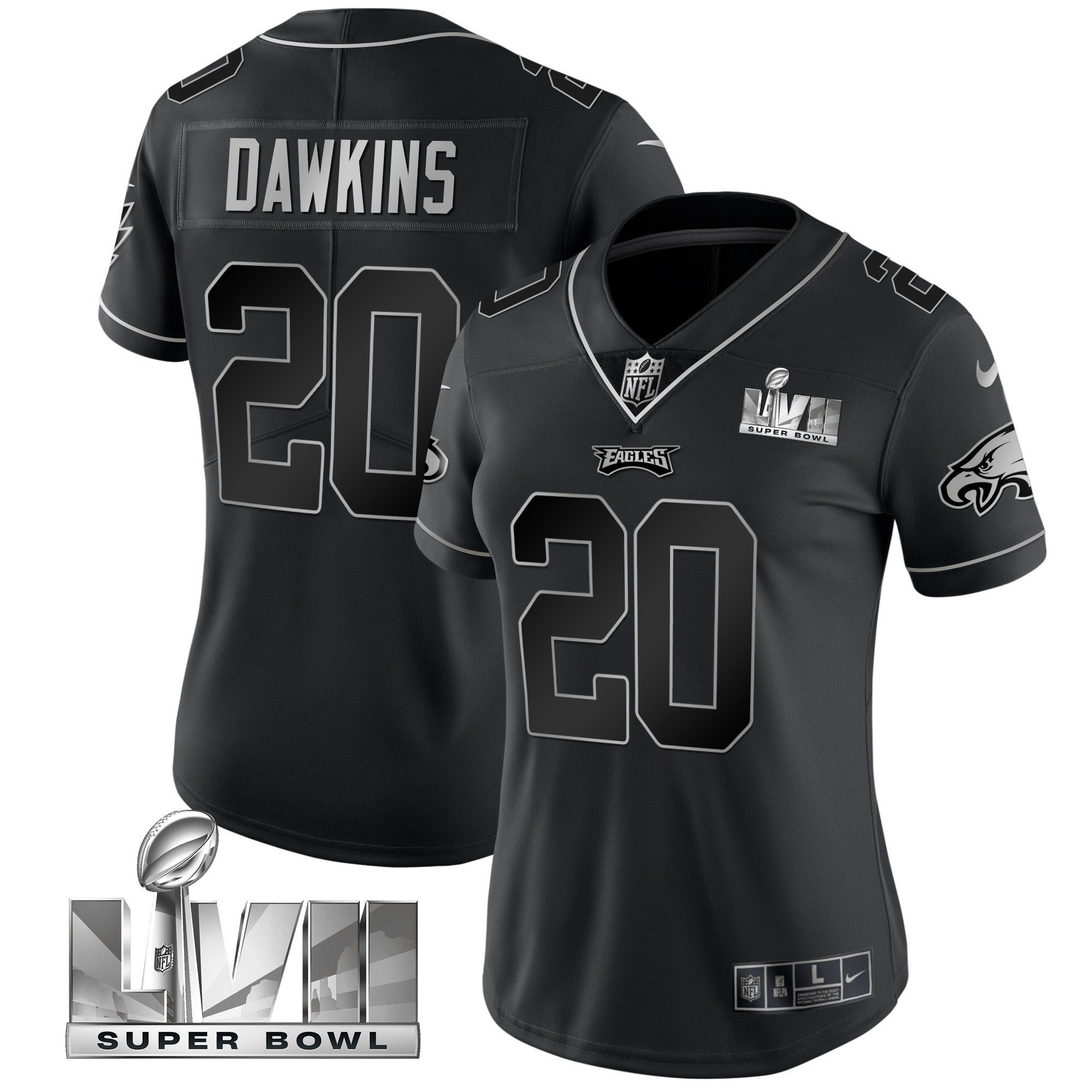 Brian Dawkins Women's Philadelphia Eagles Super Bowl LVII Gold Vapor Black Silver Jersey - All Stitched