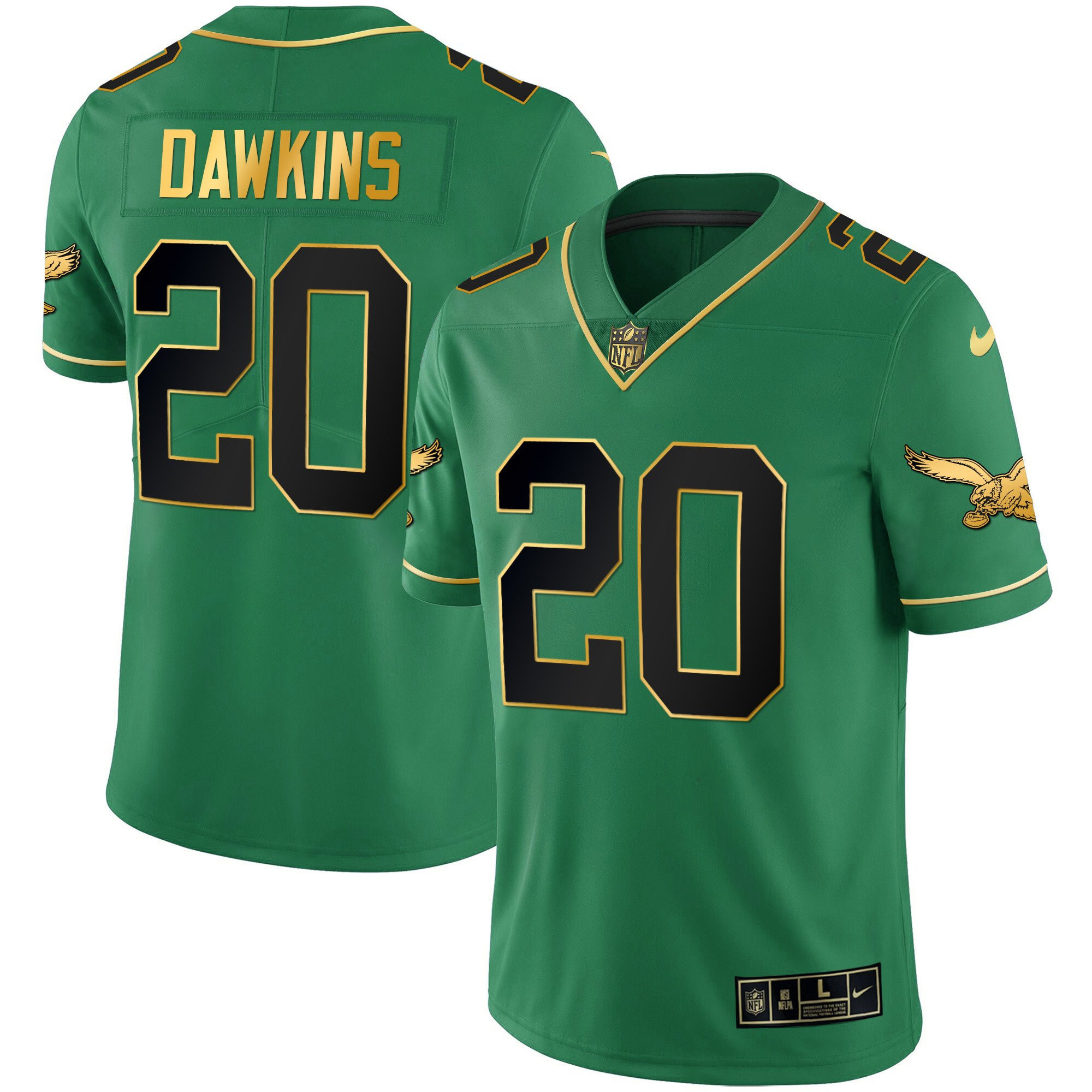 Brian Dawkins Youth's Philadelphia Eagles Kelly Green Gold Black Kelly Jersey - All Stitched