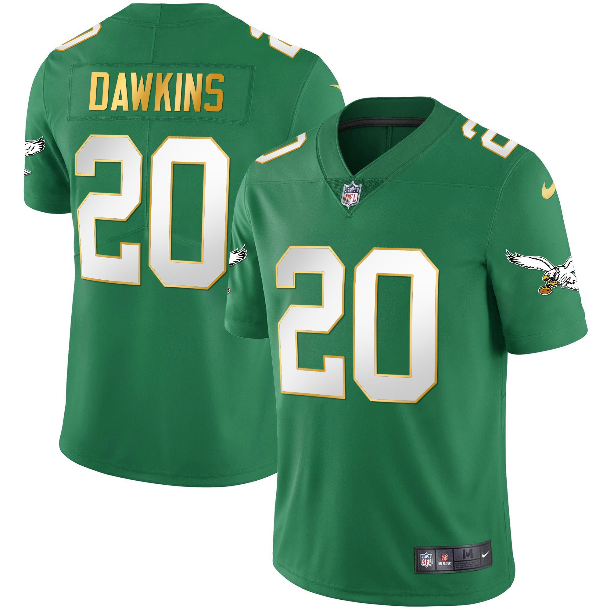 Brian Dawkins Youth's Philadelphia Eagles Kelly Green Gold Gold Trim Jersey - All Stitched