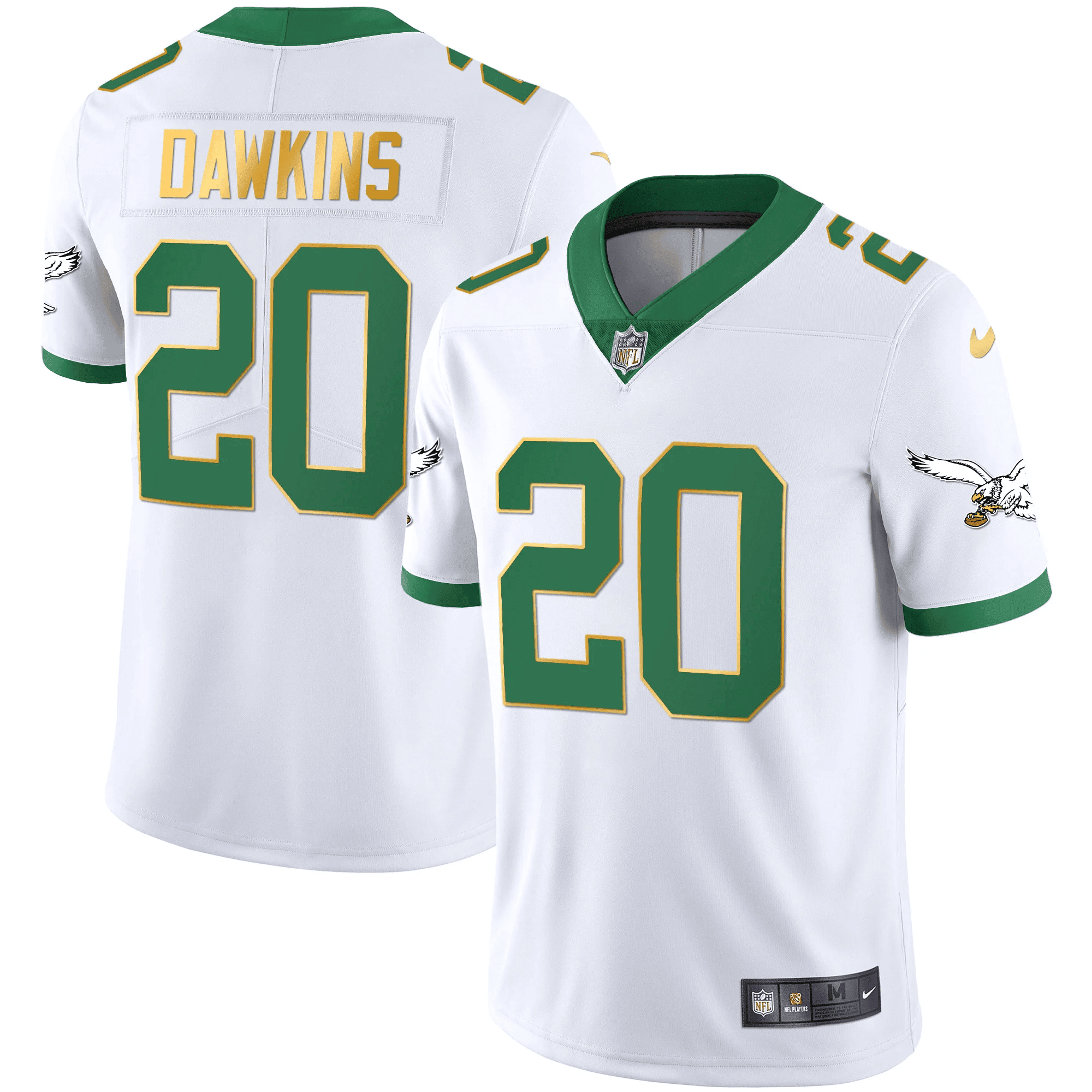 Brian Dawkins Youth's Philadelphia Eagles Kelly Green Gold White Gold Trim Jersey - All Stitched