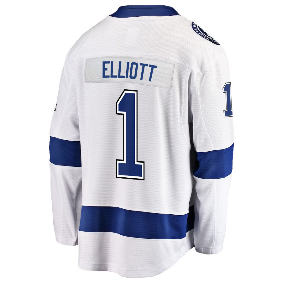 Brian Elliott 1 Tampa Bay Lightning Stanley Cup 2023 Playoffs Patch Away Breakaway Men Stitched Jersey – White